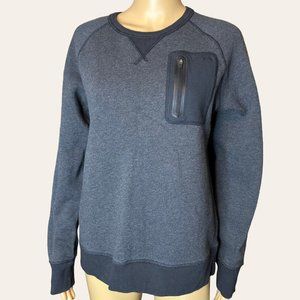 Lands End Mens Pullover Medium M Gray Long Sleeves Neck Round Pockets Zip